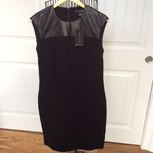 Ralph Lauren Black Label Lamb Leather Trim Dress 8